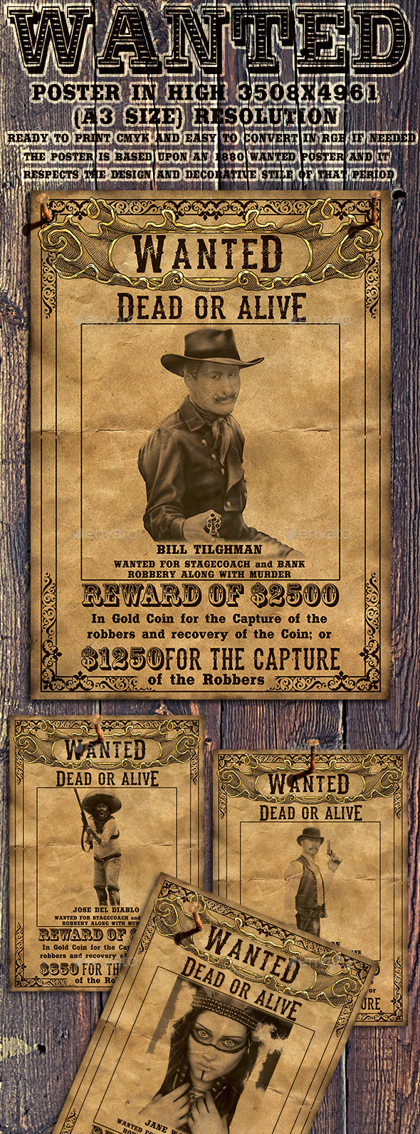 Wild West Wanted Poster Print Templates GraphicRiver   Preview 590 Copy 